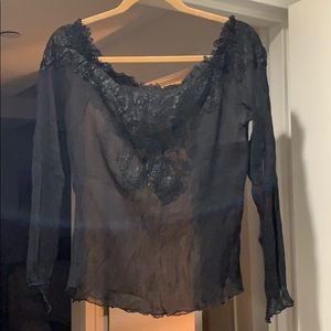 Rococo gorgeous black see through top with lace M